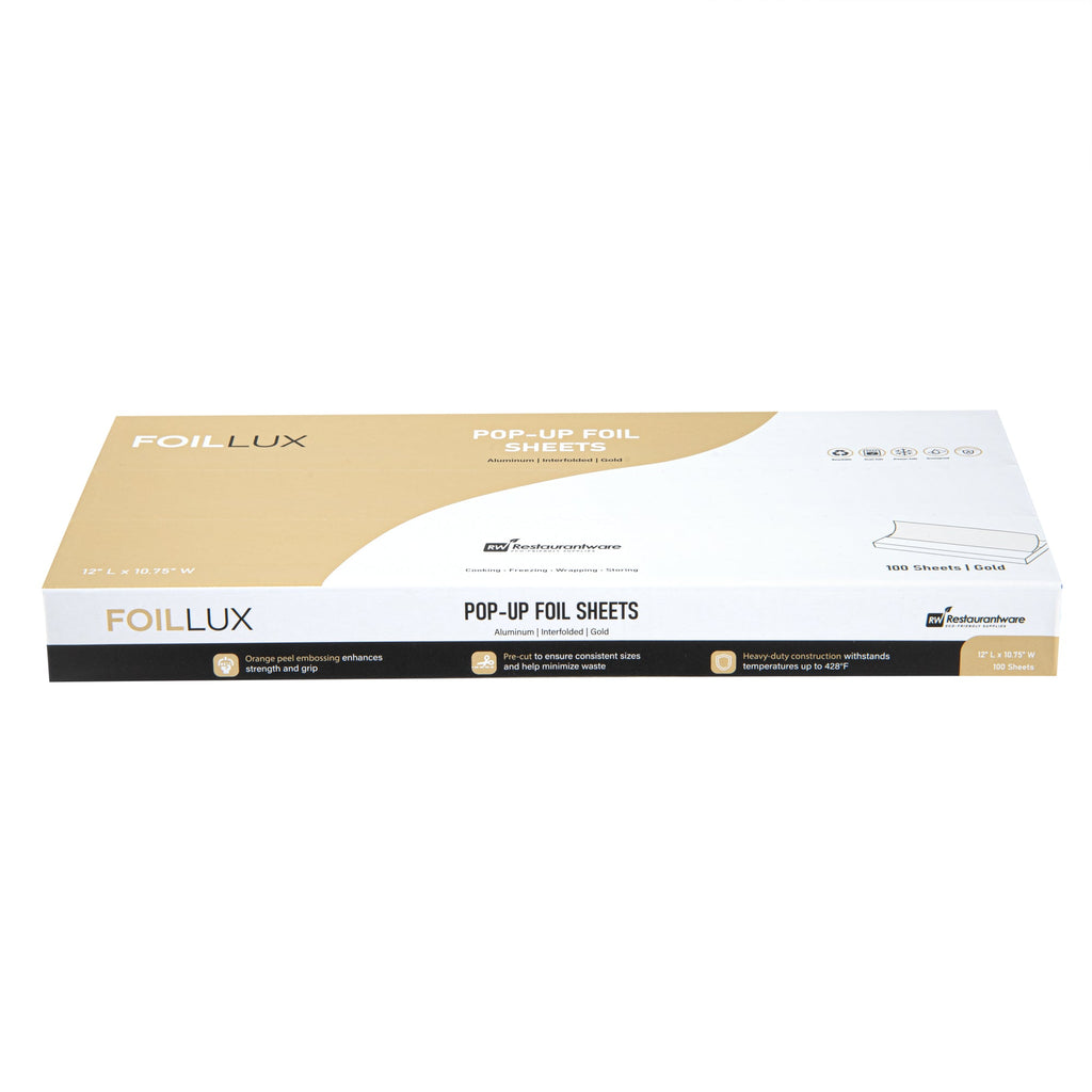 Foil Lux Foodservice Gold Aluminum Foil Pop-Up Sheet - Interfolded, Embossed - 12" x 10 3/4" - 2000 count box