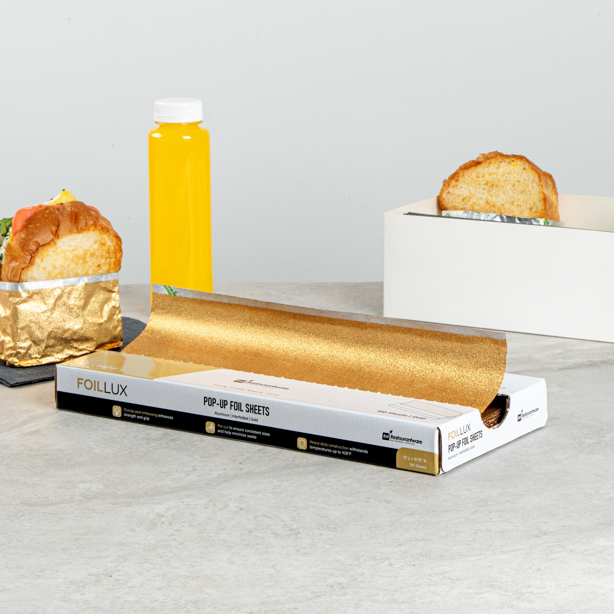 Foil Lux Foodservice Gold Aluminum Foil Pop-Up Sheet - Interfolded, Embossed - 12" x 10 3/4" - 2000 count box