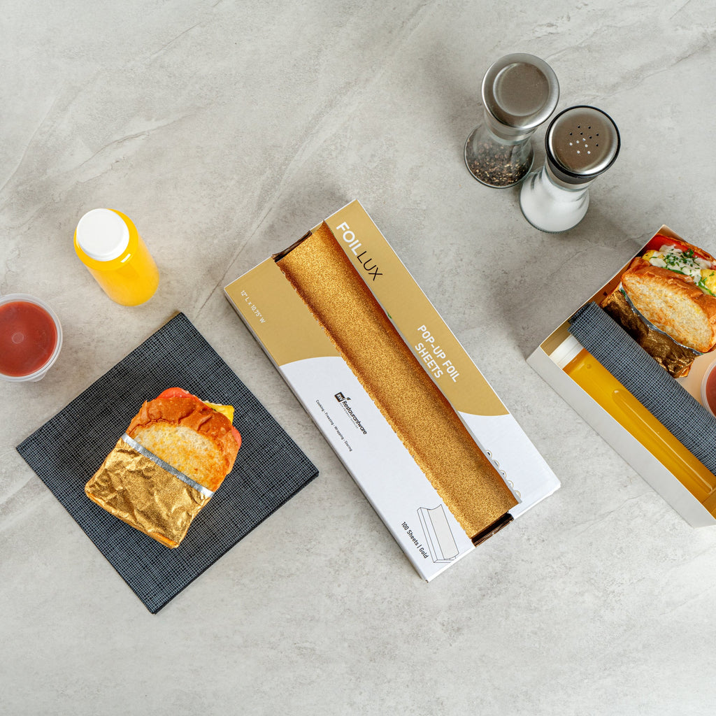 Foil Lux Foodservice Gold Aluminum Foil Pop-Up Sheet - Interfolded, Embossed - 12" x 10 3/4" - 2000 count box