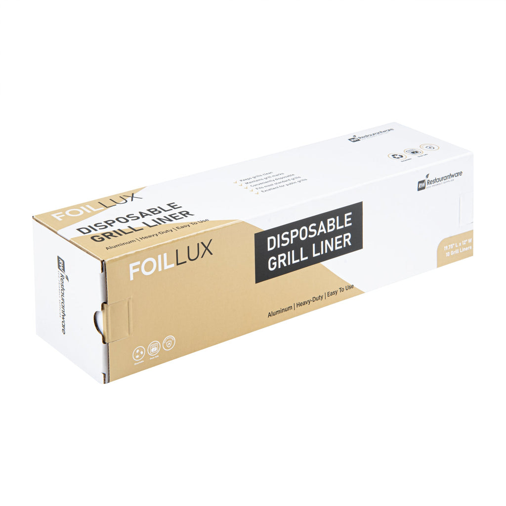 Foil Lux Aluminum Disposable Grill Liner - 19 3/4" x 12" - 10 count box