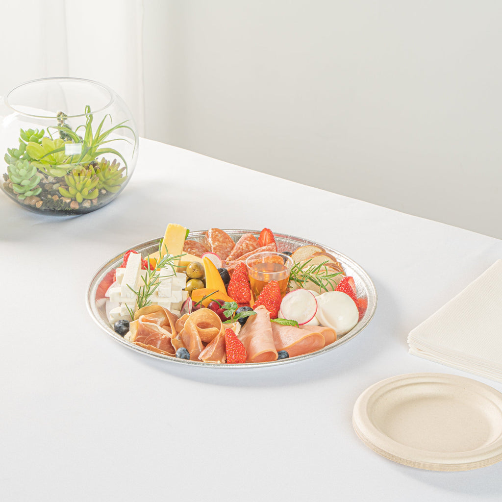 Foil Lux Round Aluminum Catering Tray - 12" - 10 count box
