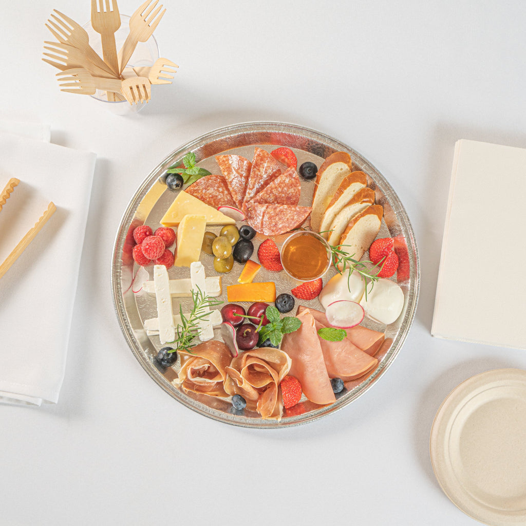 Foil Lux Round Aluminum Catering Tray - 12" - 10 count box