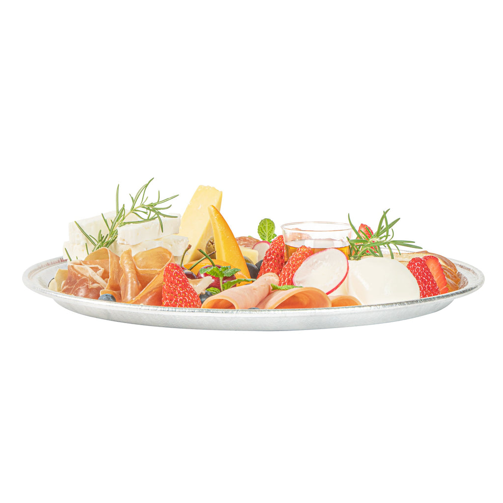 Foil Lux Round Aluminum Catering Tray - 12" - 50 count box