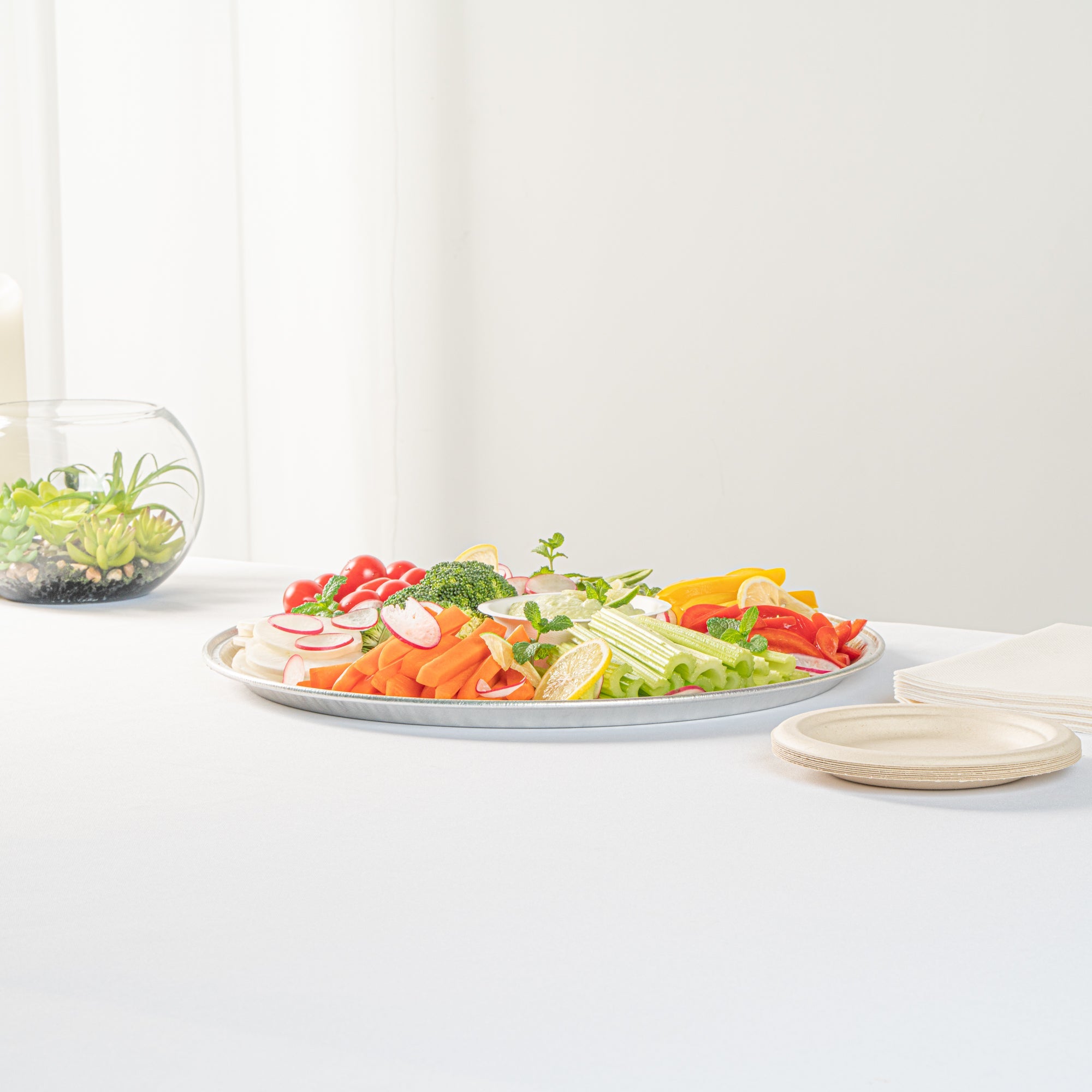 Foil Lux Round Aluminum Catering Tray - 16" - 10 count box