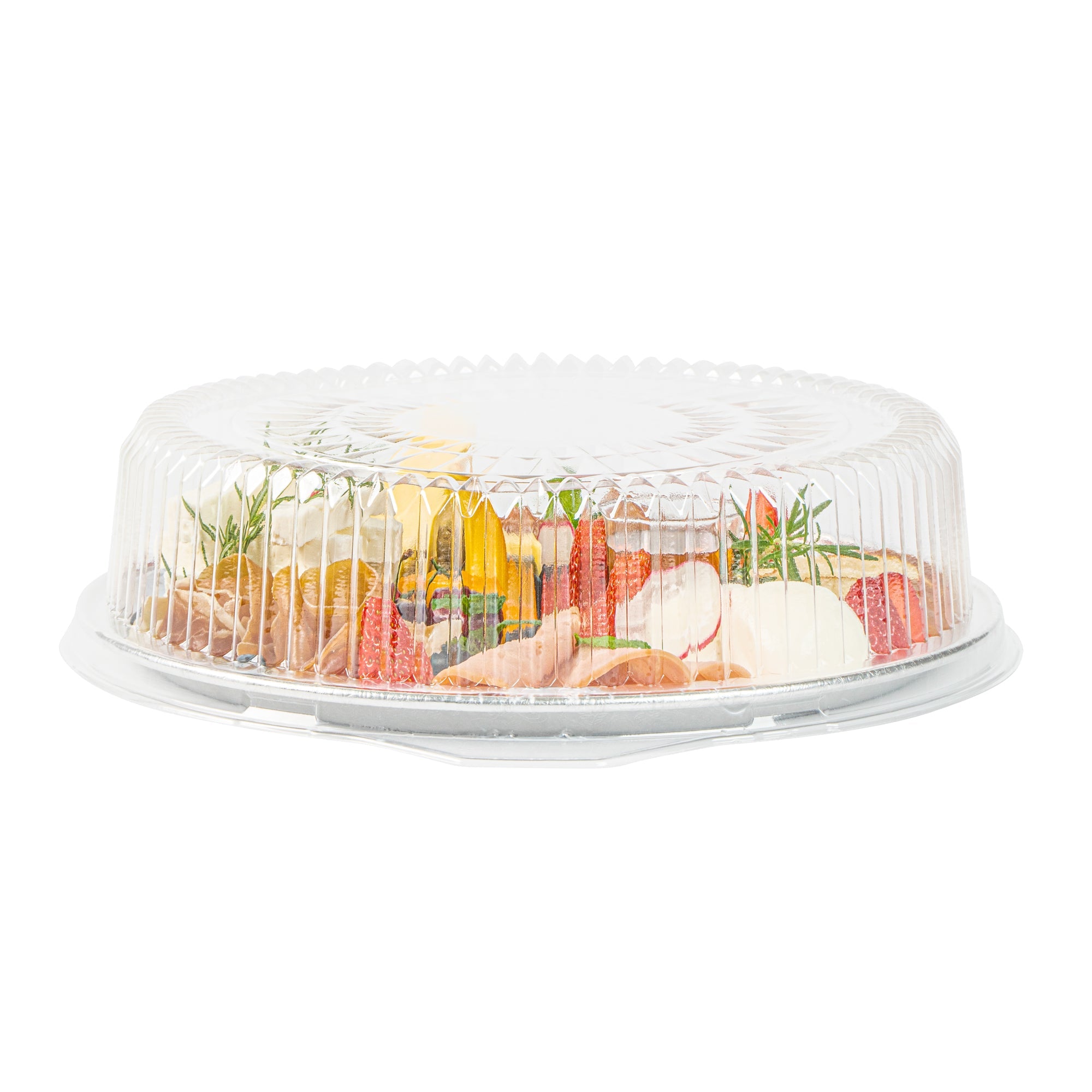 Foil Lux Round Clear Plastic Dome Lid - Fits 12" Catering Tray - 10 count box