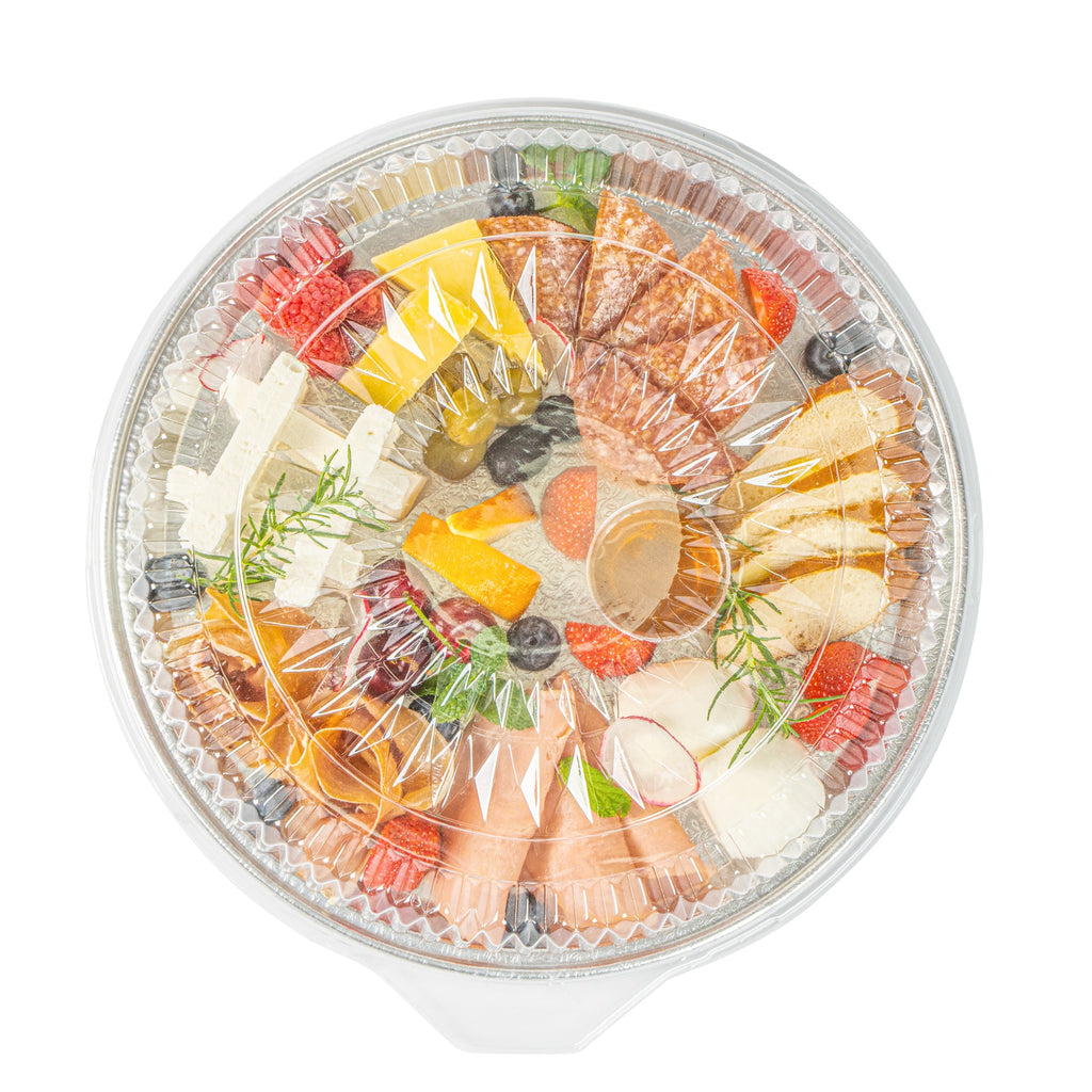 Foil Lux Round Clear Plastic Dome Lid - Fits 12" Catering Tray - 10 count box