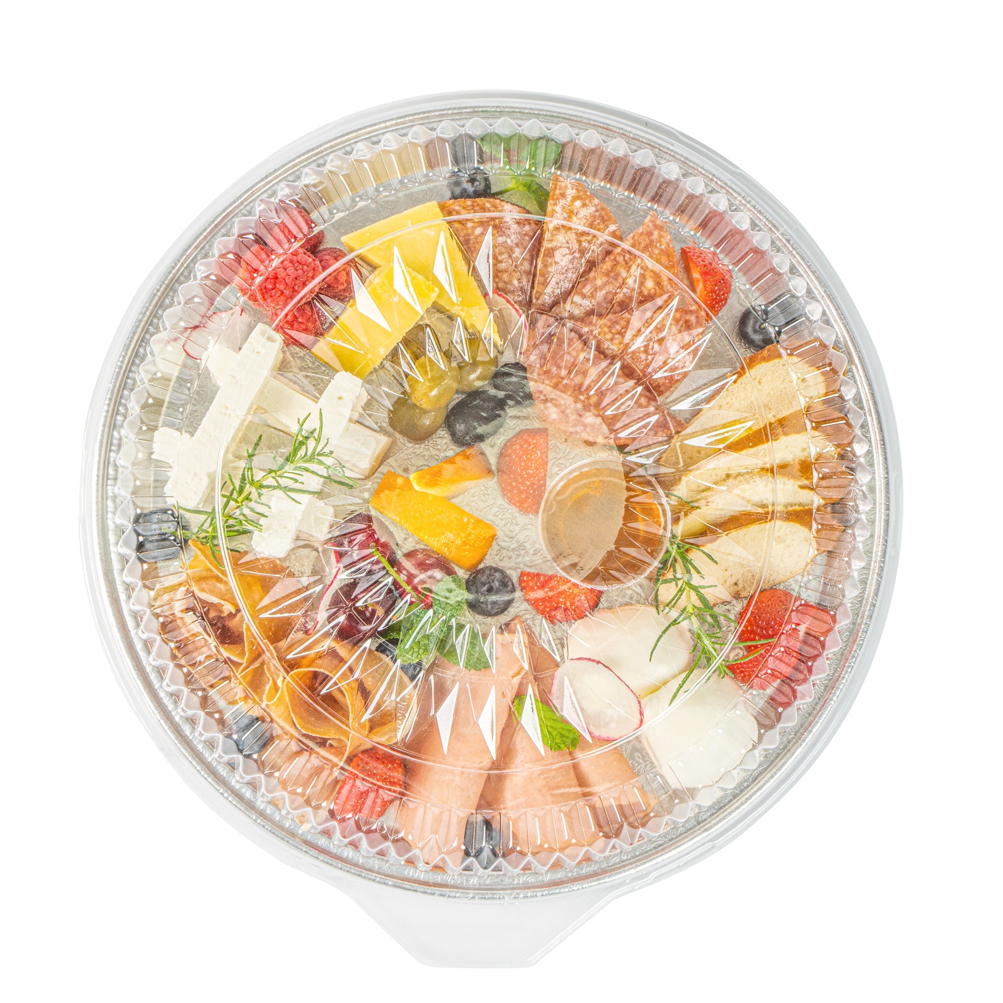 Foil Lux Round Clear Plastic Dome Lid - Fits 12" Catering Tray - 10 count box