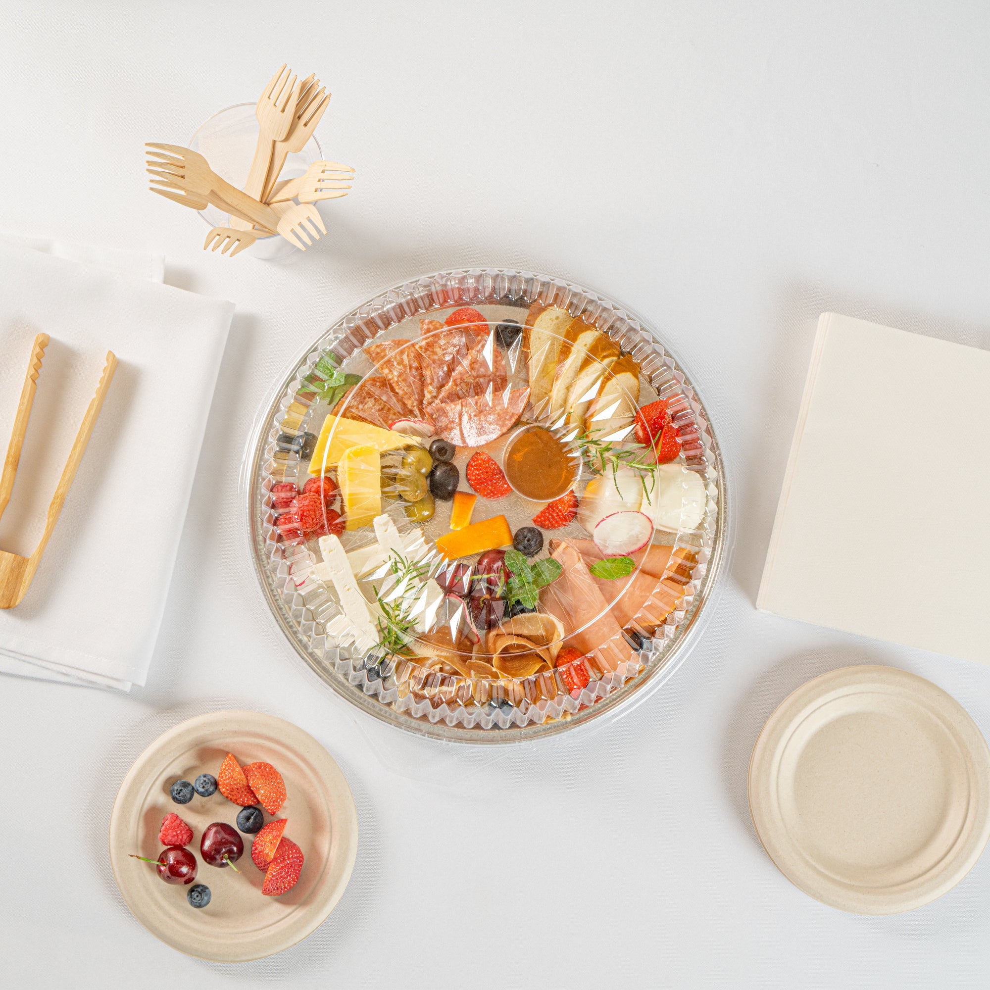 Foil Lux Round Clear Plastic Dome Lid - Fits 12" Catering Tray - 10 count box