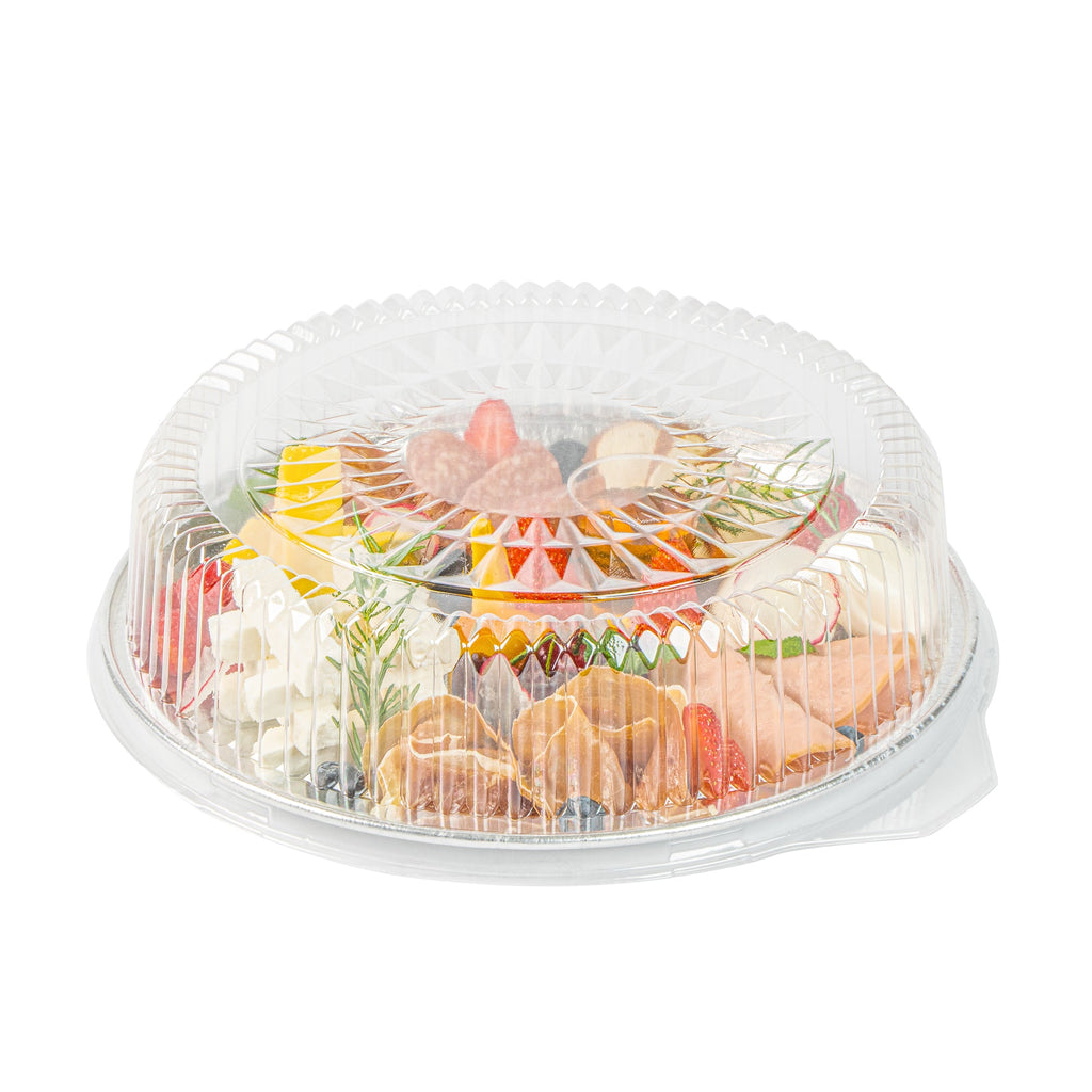 Foil Lux Round Clear Plastic Dome Lid - Fits 12" Catering Tray - 50 count box
