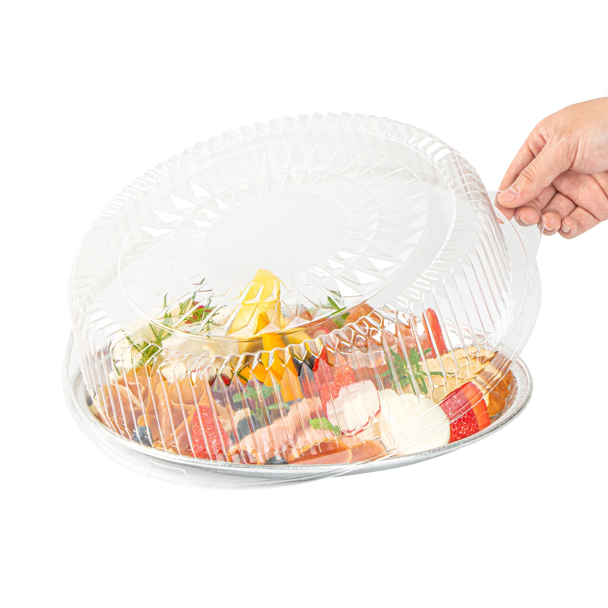 Foil Lux Round Clear Plastic Dome Lid - Fits 12" Catering Tray - 50 count box