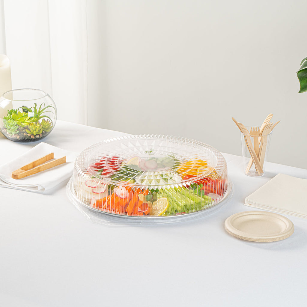 Foil Lux Round Clear Plastic Dome Lid - Fits 16" Catering Tray - 10 count box