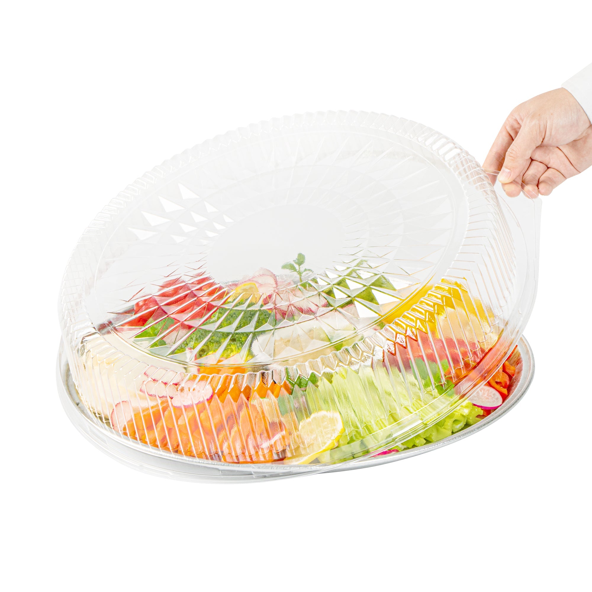 Foil Lux Round Clear Plastic Dome Lid - Fits 16" Catering Tray - 10 count box