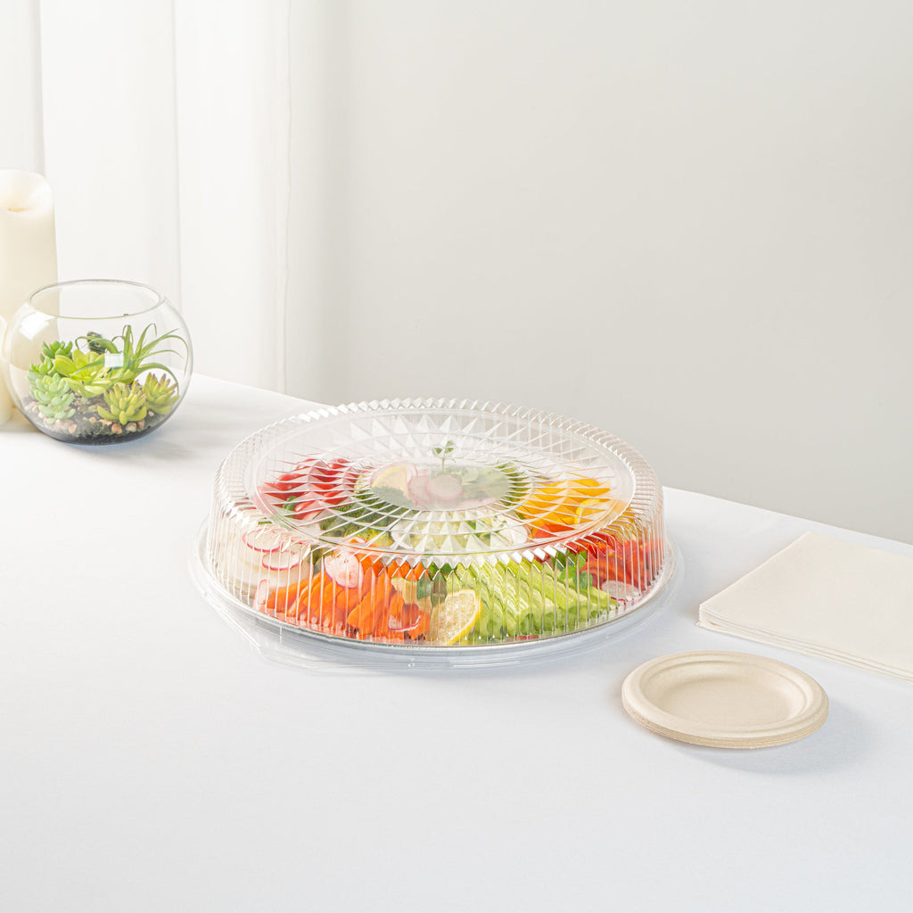 Foil Lux Round Clear Plastic Dome Lid - Fits 16" Catering Tray - 20 count box
