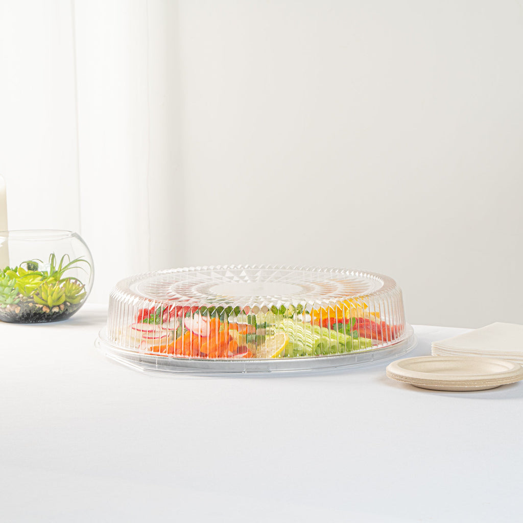Foil Lux Round Clear Plastic Dome Lid - Fits 16" Catering Tray - 20 count box