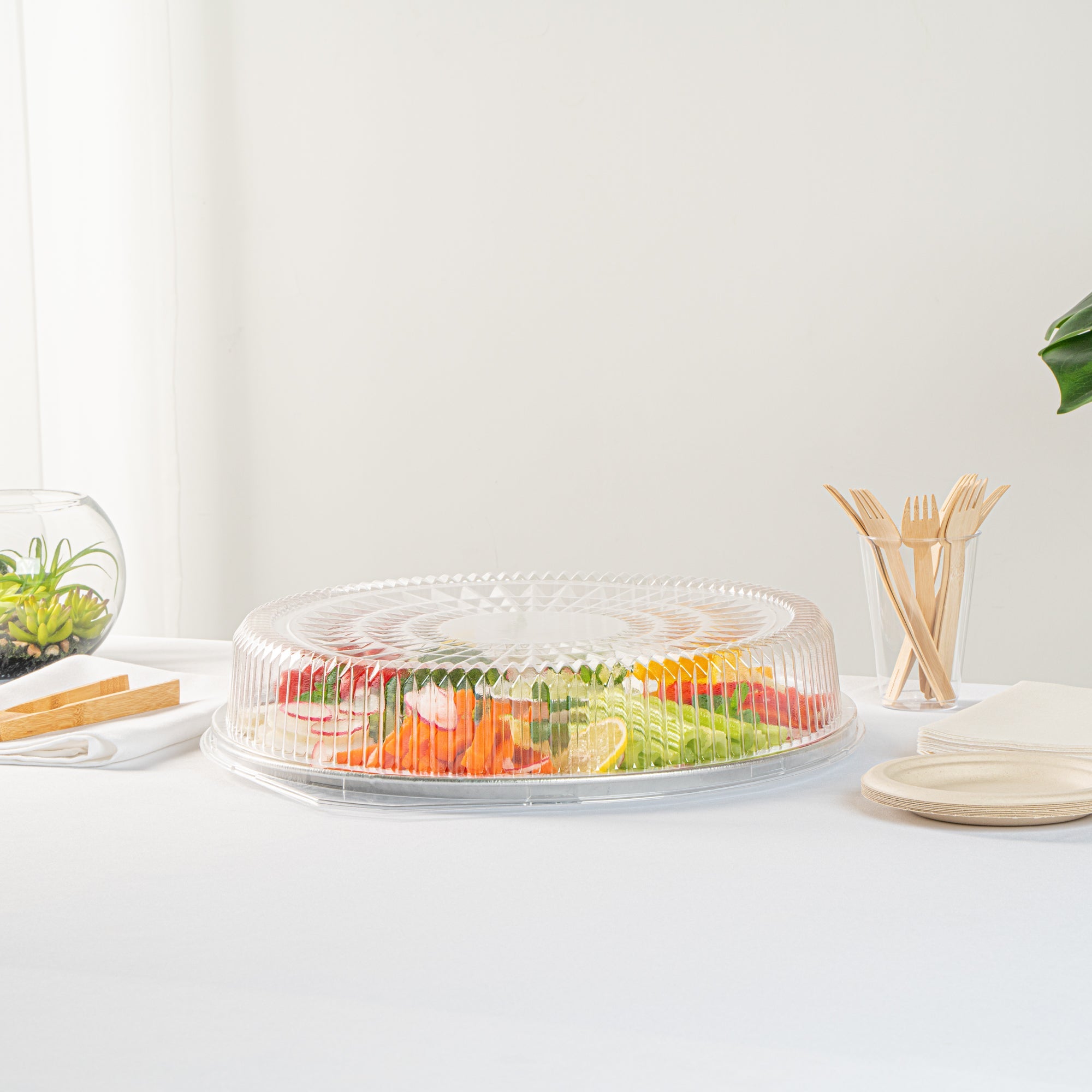 Foil Lux Round Clear Plastic Dome Lid - Fits 16" Catering Tray - 20 count box