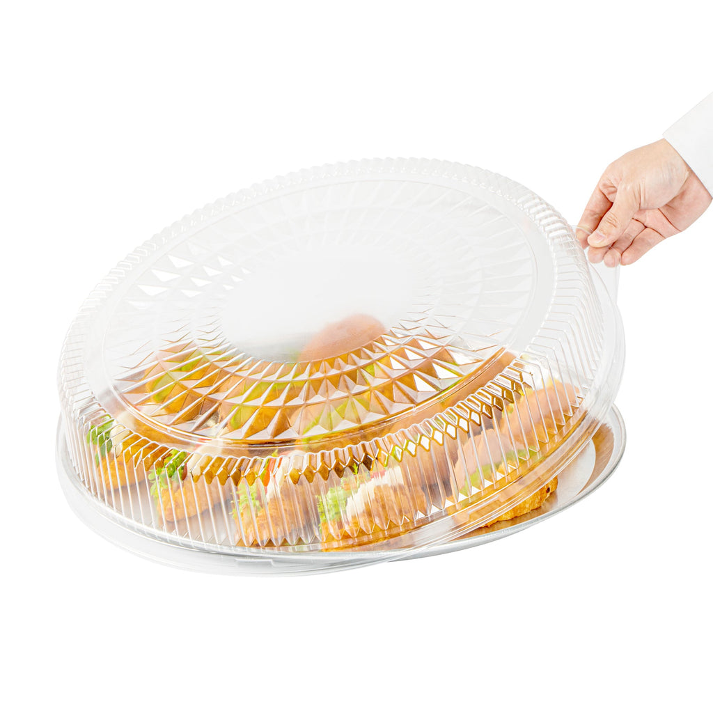 Foil Lux Round Clear Plastic Dome Lid - Fits 18" Catering Tray - 10 count box