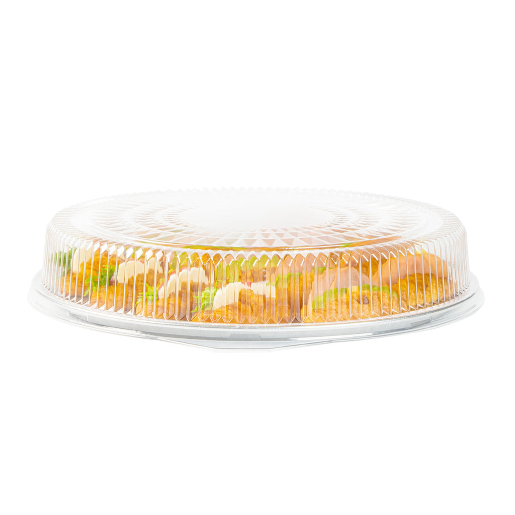 Foil Lux Round Clear Plastic Dome Lid - Fits 18" Catering Tray - 10 count box