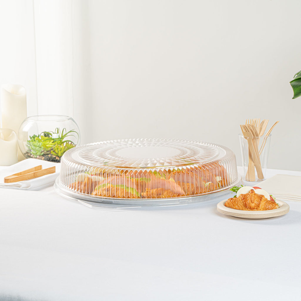 Foil Lux Round Clear Plastic Dome Lid - Fits 18" Catering Tray - 10 count box