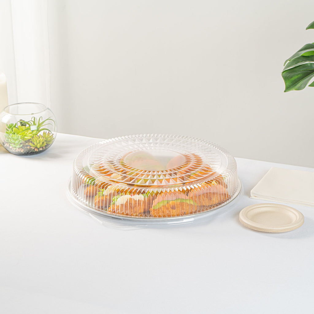 Foil Lux Round Clear Plastic Dome Lid - Fits 18" Catering Tray - 20 count box