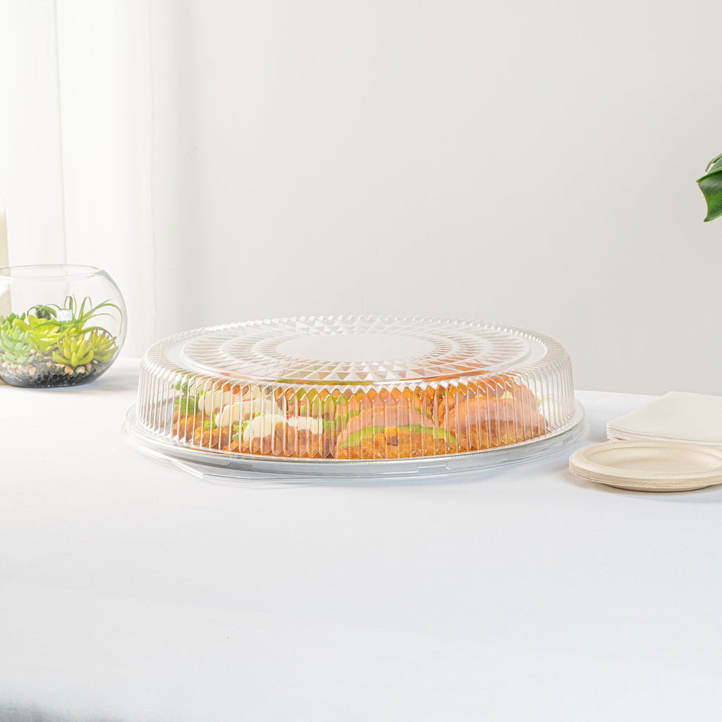 Foil Lux Round Clear Plastic Dome Lid - Fits 18" Catering Tray - 20 count box