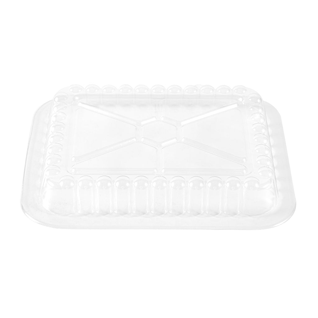 Foil Lux Oblong Clear Plastic Lid - Fits 1 lb Container - 100 count box