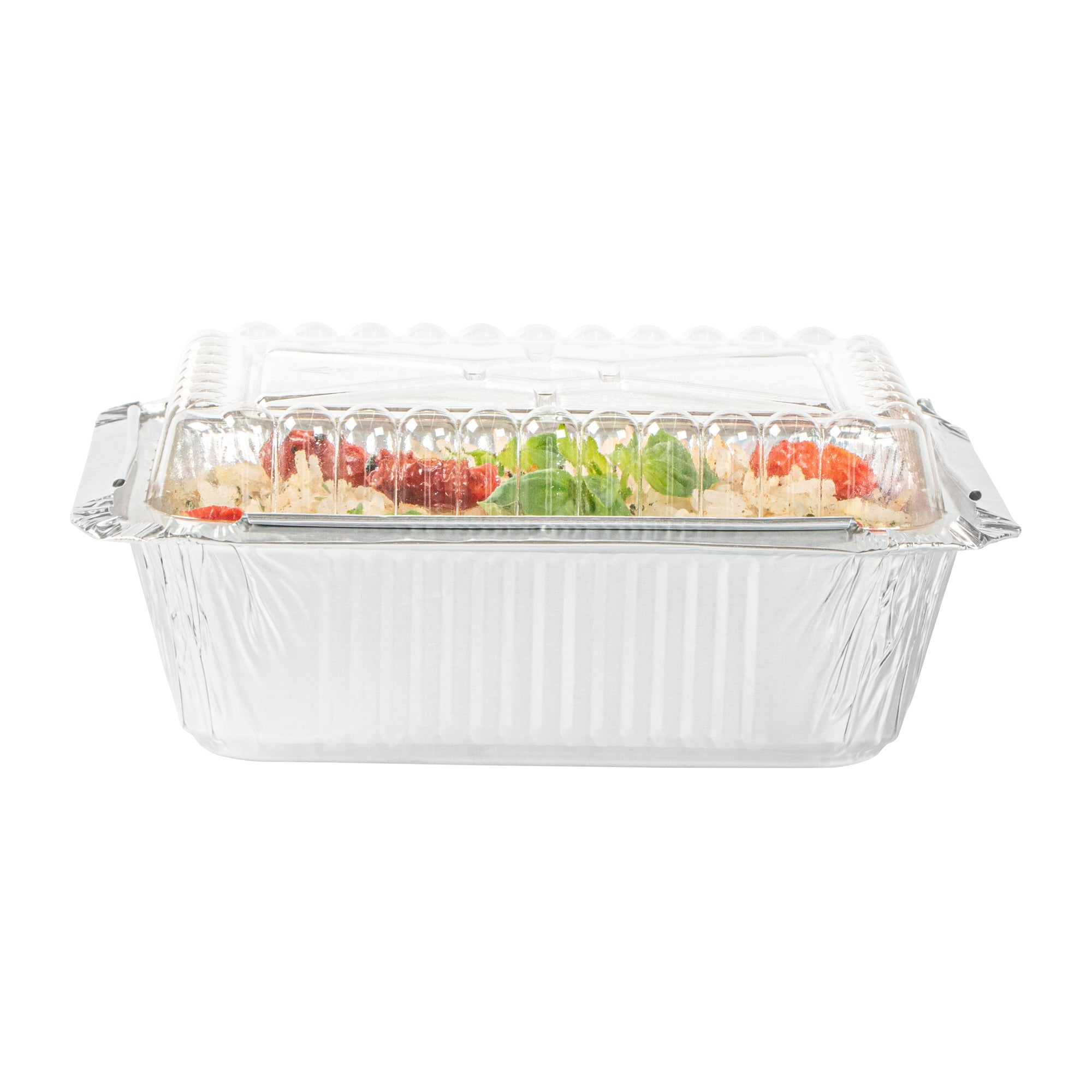 Foil Lux Oblong Clear Plastic Lid - Fits 1 lb Container - 100 count box