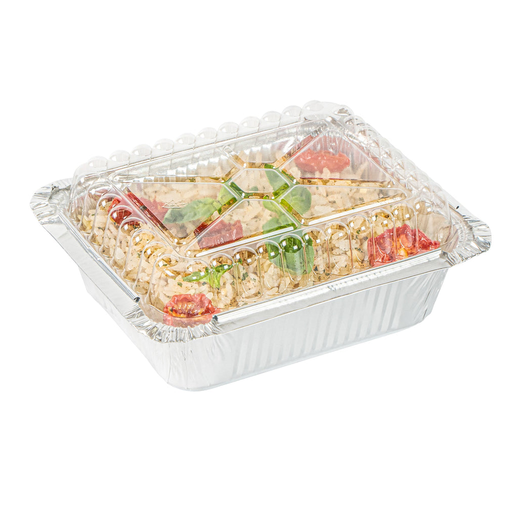 Foil Lux Oblong Clear Plastic Lid - Fits 1 lb Container - 100 count box