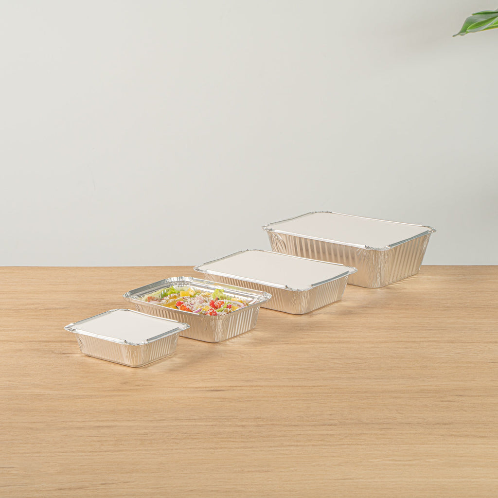 Foil Lux 1 1/2 lb Oblong Aluminum Container - 7 1/4" x 5 1/4" x 1 3/4" - 100 count box