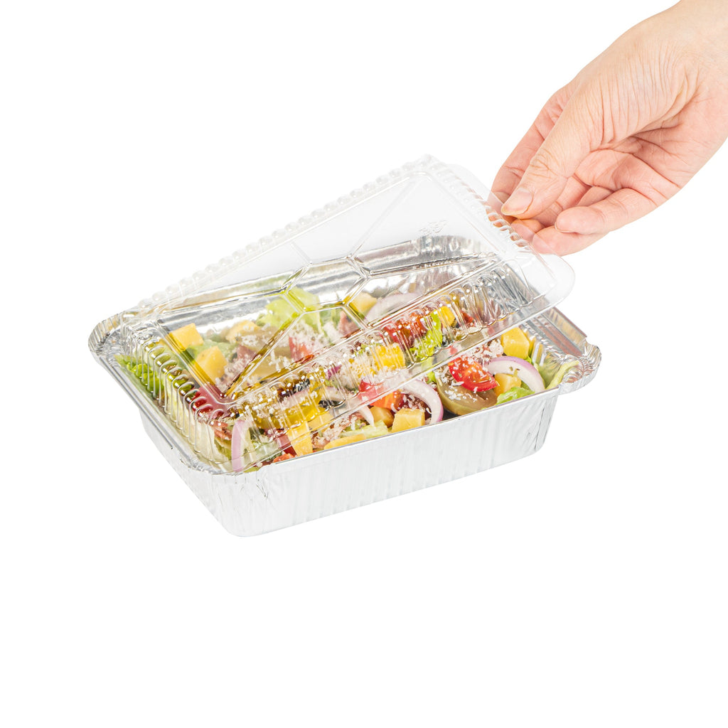 Foil Lux Oblong Clear Plastic Lid - Fits 1 1/2 lb Container - 100 count box