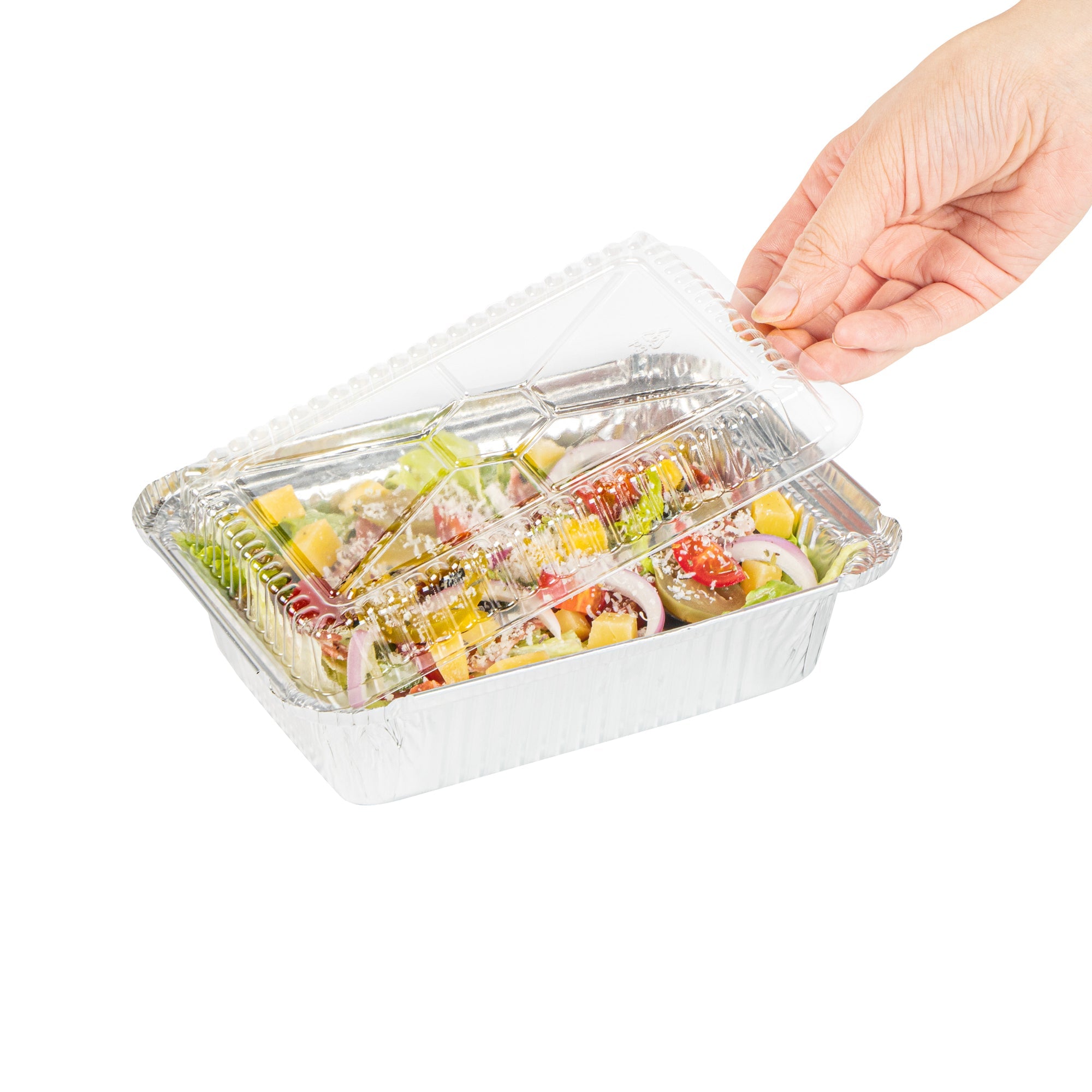 Foil Lux Oblong Clear Plastic Lid - Fits 1 1/2 lb Container - 100 count box
