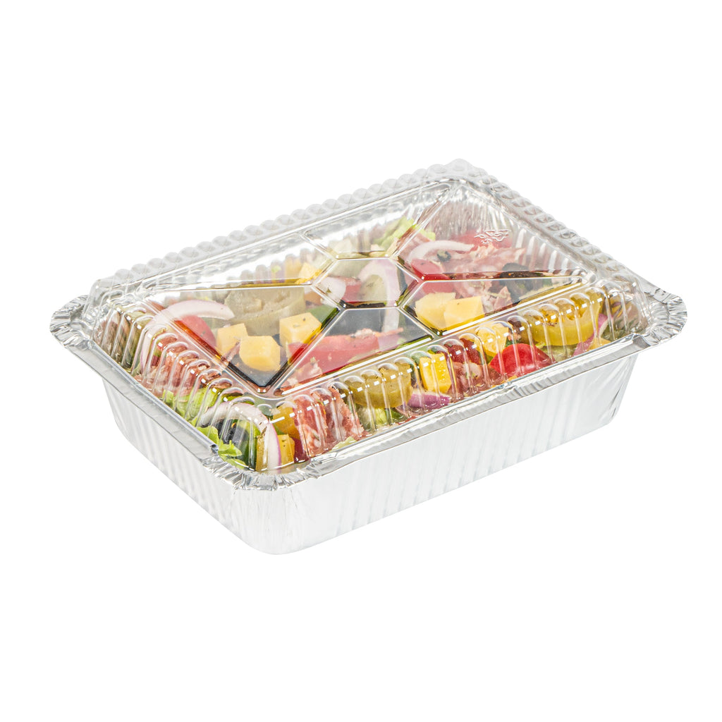 Foil Lux Oblong Clear Plastic Lid - Fits 1 1/2 lb Container - 100 count box