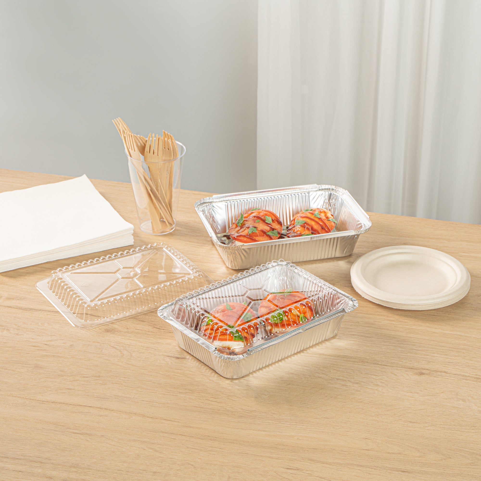 Foil Lux Oblong Clear Plastic Lid - Fits 2 1/4 lb Container - 100 count box
