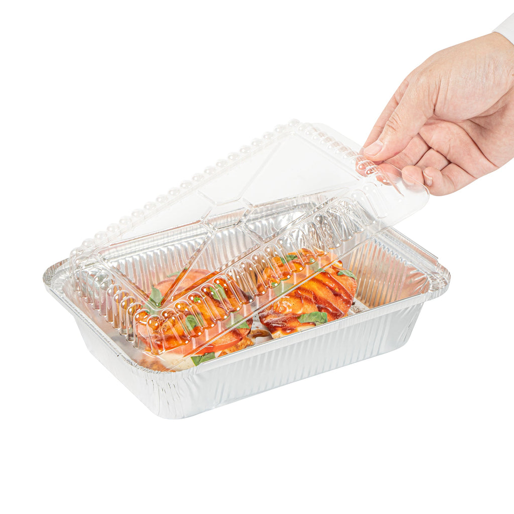 Foil Lux Oblong Clear Plastic Lid - Fits 2 1/4 lb Container - 100 count box