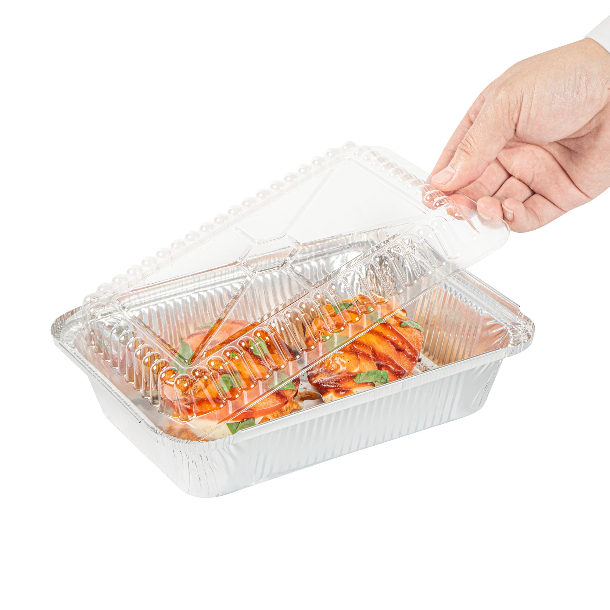 Foil Lux Oblong Clear Plastic Lid - Fits 2 1/4 lb Container - 100 count box