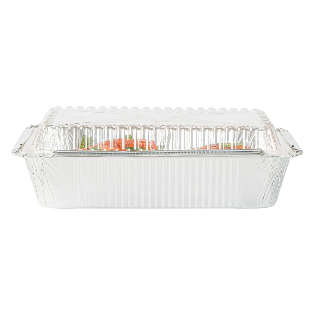Foil Lux Oblong Clear Plastic Lid - Fits 2 1/4 lb Container - 100 count box