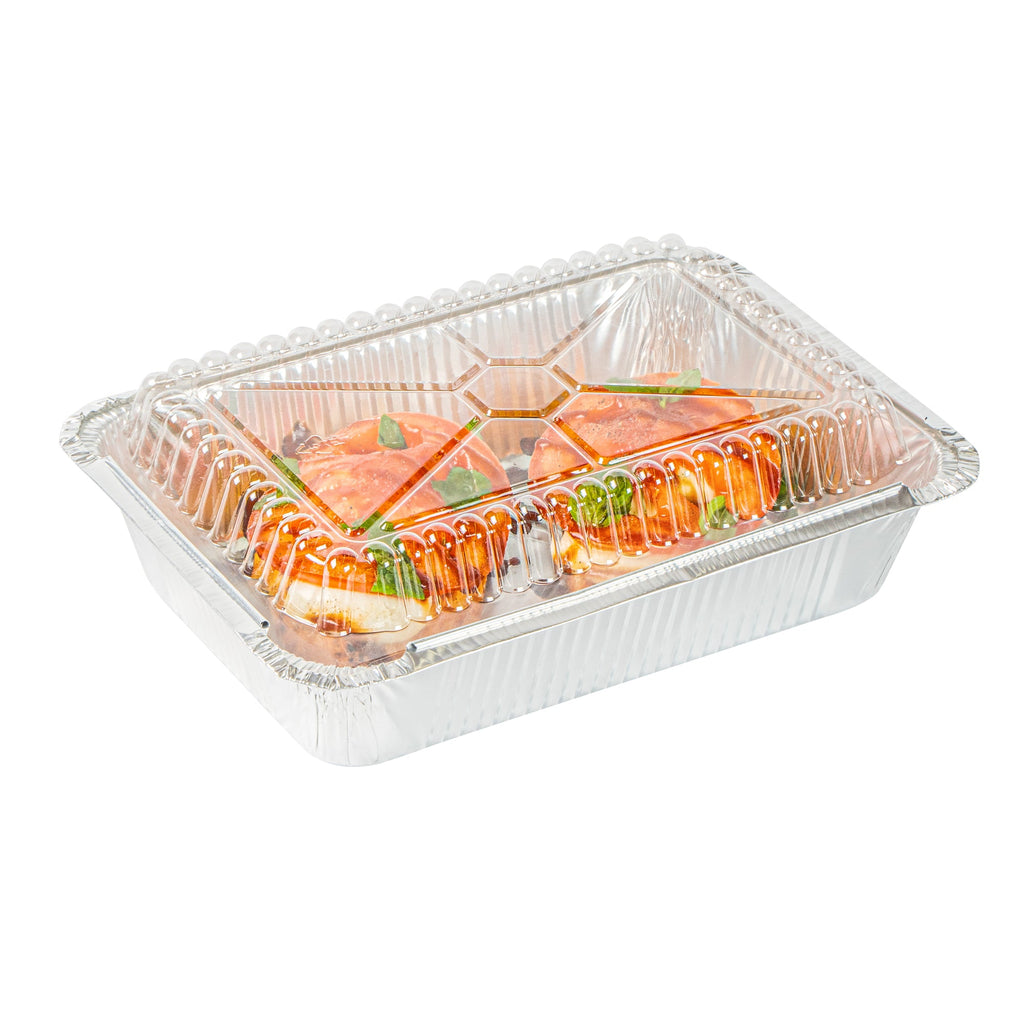 Foil Lux Oblong Clear Plastic Lid - Fits 2 1/4 lb Container - 100 count box