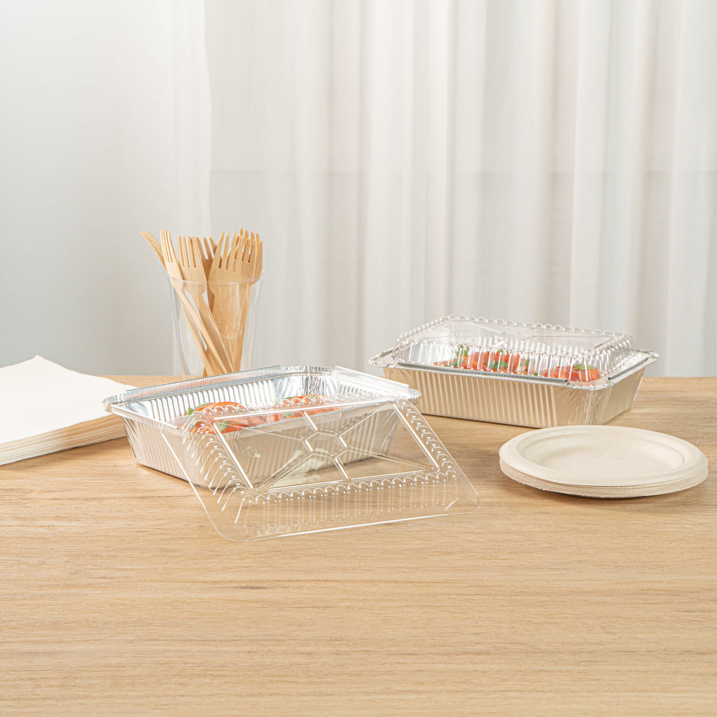 Foil Lux Oblong Clear Plastic Lid - Fits 2 1/4 lb Container - 100 count box