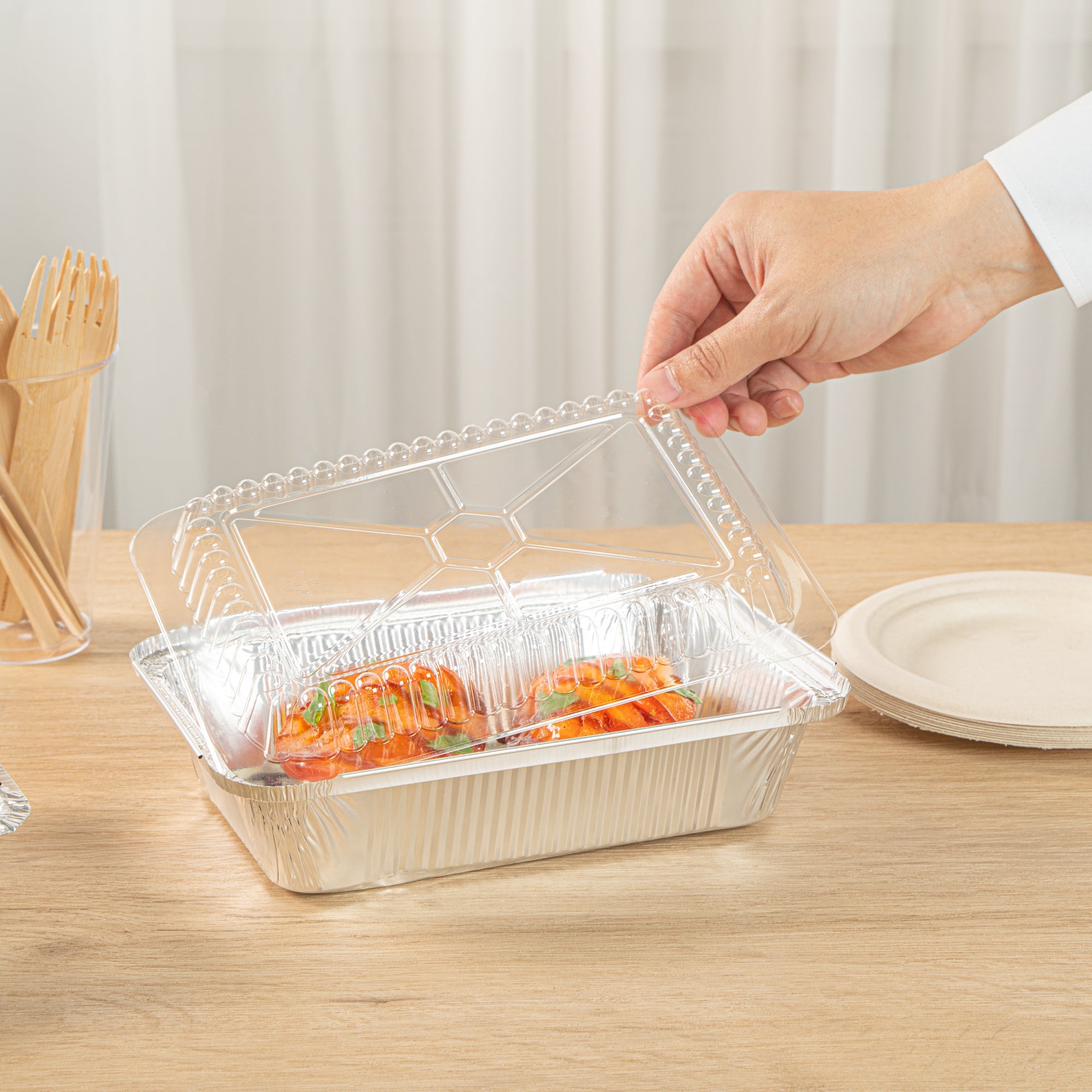 Foil Lux Oblong Clear Plastic Lid - Fits 2 1/4 lb Container - 100 count box