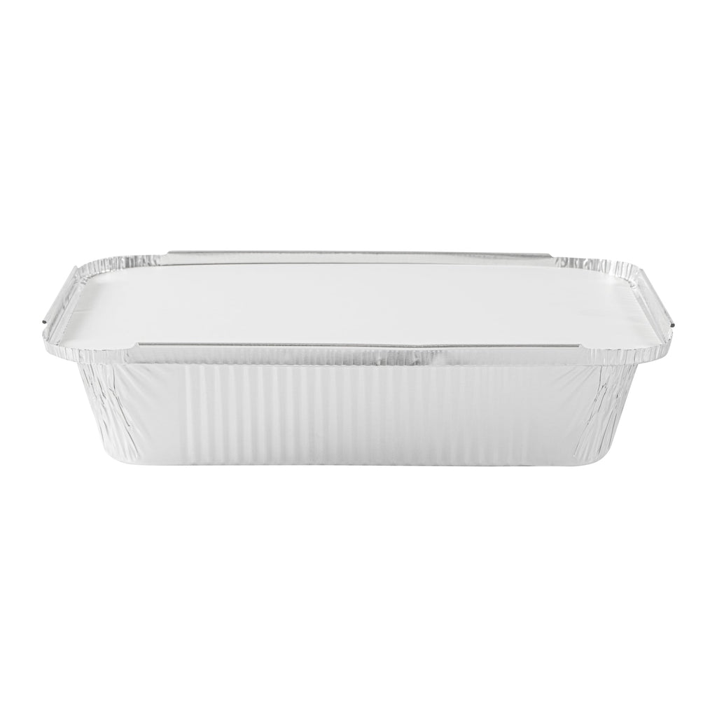 Foil Lux Oblong White Foil-Laminated Board Lid - Fits 2 1/4 lb Container - 100 count box