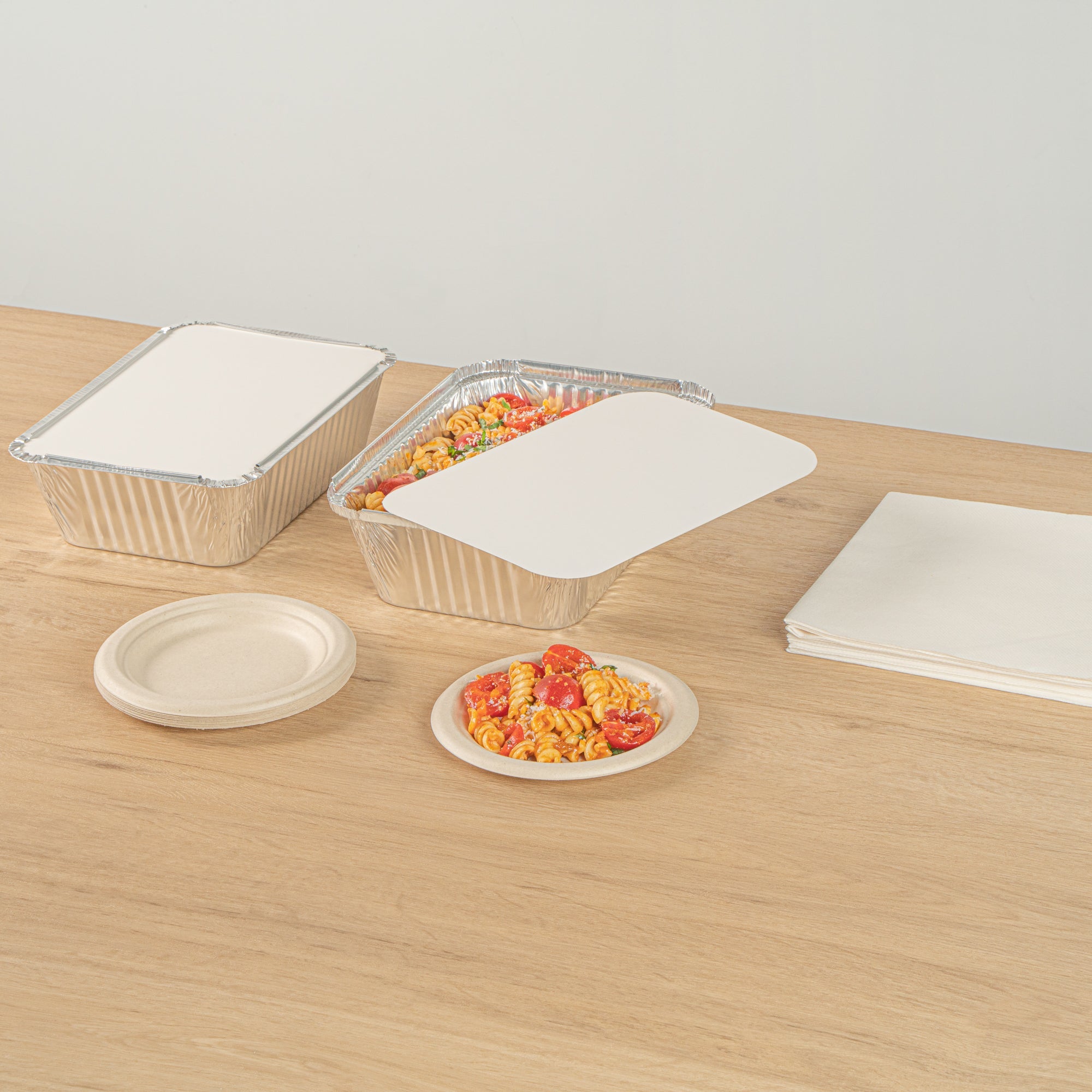 Foil Lux Oblong White Foil-Laminated Board Lid - Fits 5 lb Container - 100 count box
