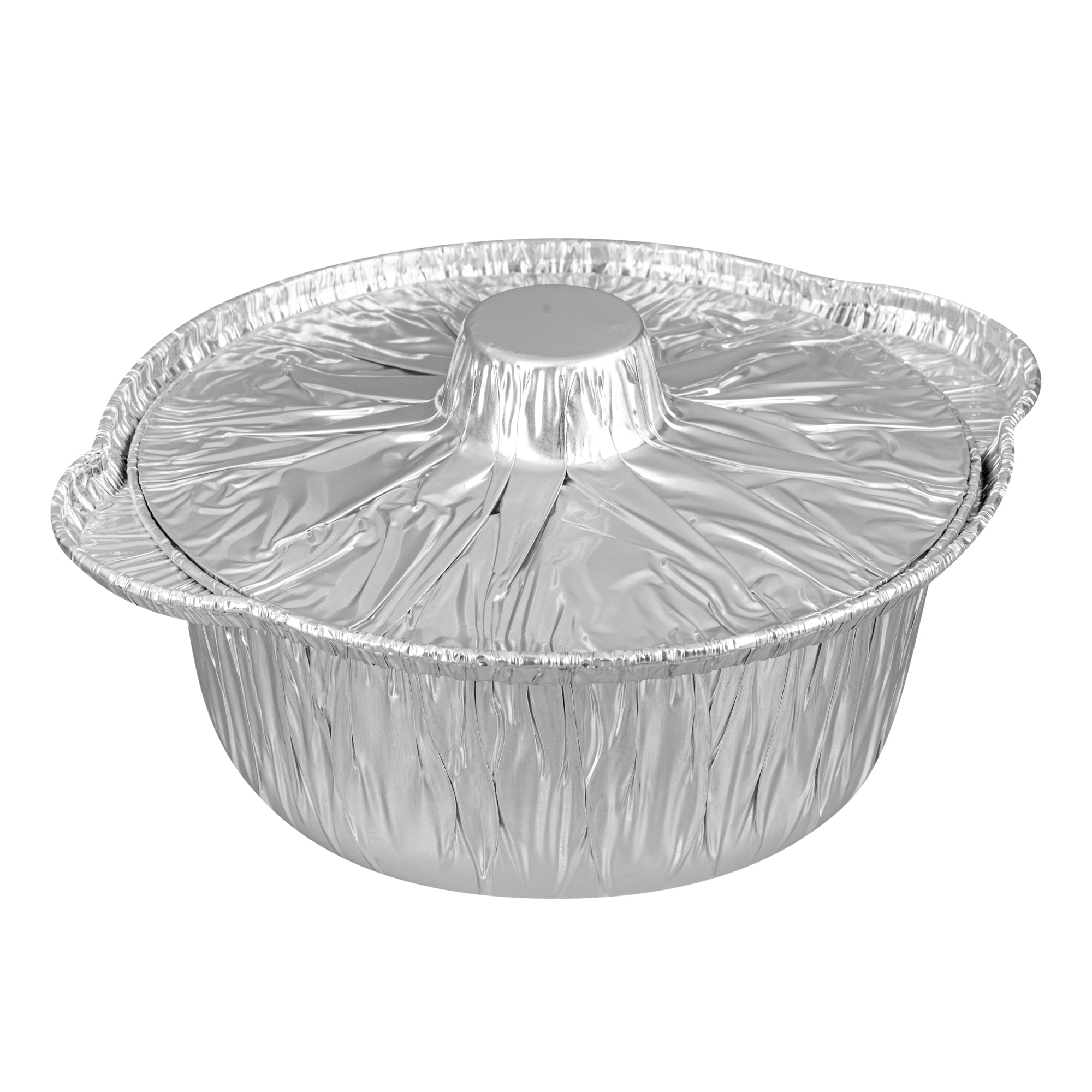 Foil Lux 34 oz Aluminum Foil Pot - with Lid - 8 1/4" x 7 1/4" x 3" - 10 count box