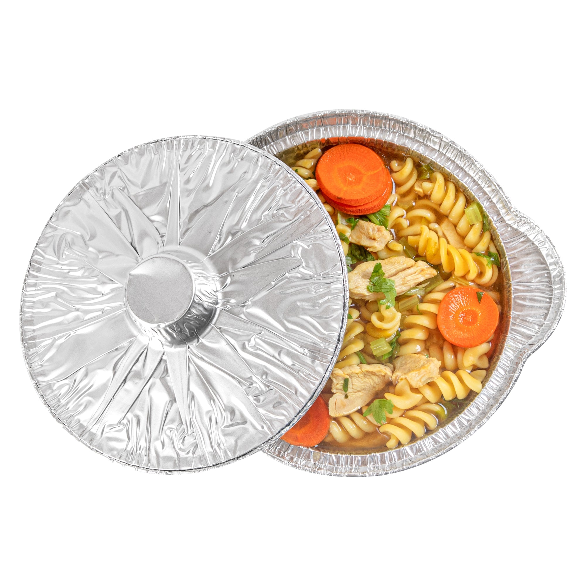 Foil Lux 34 oz Aluminum Foil Pot - with Lid - 8 1/4" x 7 1/4" x 3" - 10 count box