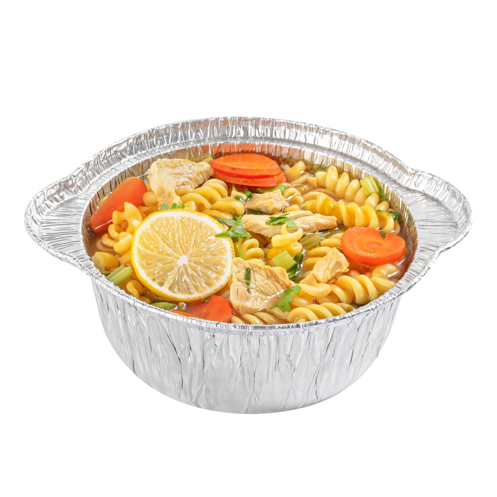 Foil Lux 34 oz Aluminum Foil Pot - with Lid - 8 1/4" x 7 1/4" x 3" - 10 count box