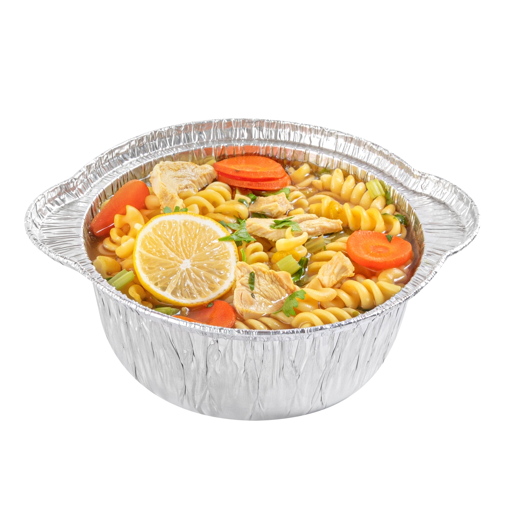 Foil Lux 34 oz Aluminum Foil Pot - with Lid - 8 1/4" x 7 1/4" x 3" - 10 count box