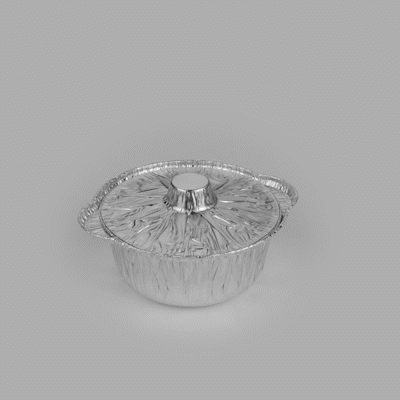 Foil Lux 34 oz Aluminum Foil Pot - with Lid - 8 1/4" x 7 1/4" x 3" - 10 count box