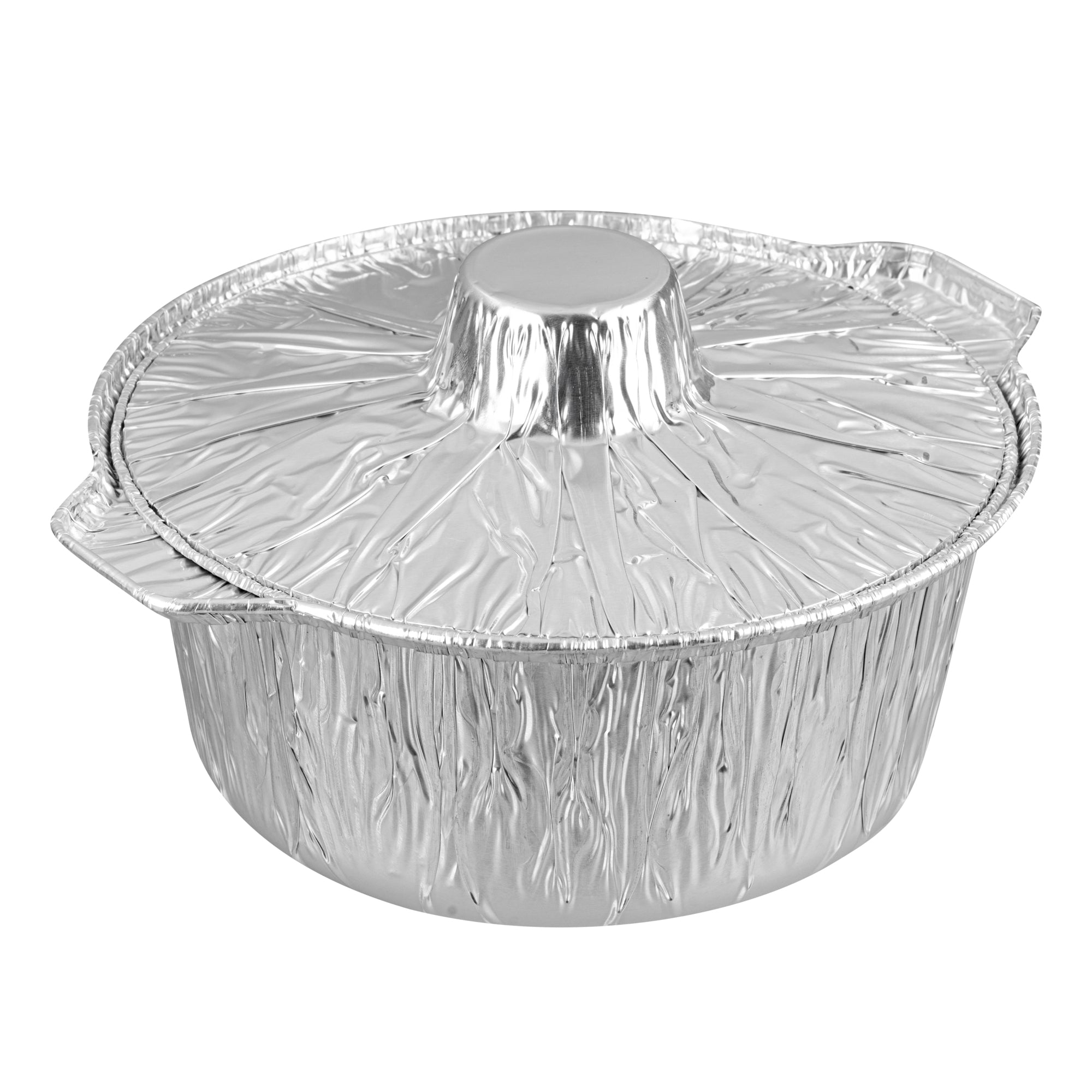 Foil Lux 60 oz Aluminum Foil Pot - with Lid - 9 3/4" x 8 3/4" x 3 3/4" - 10 count box