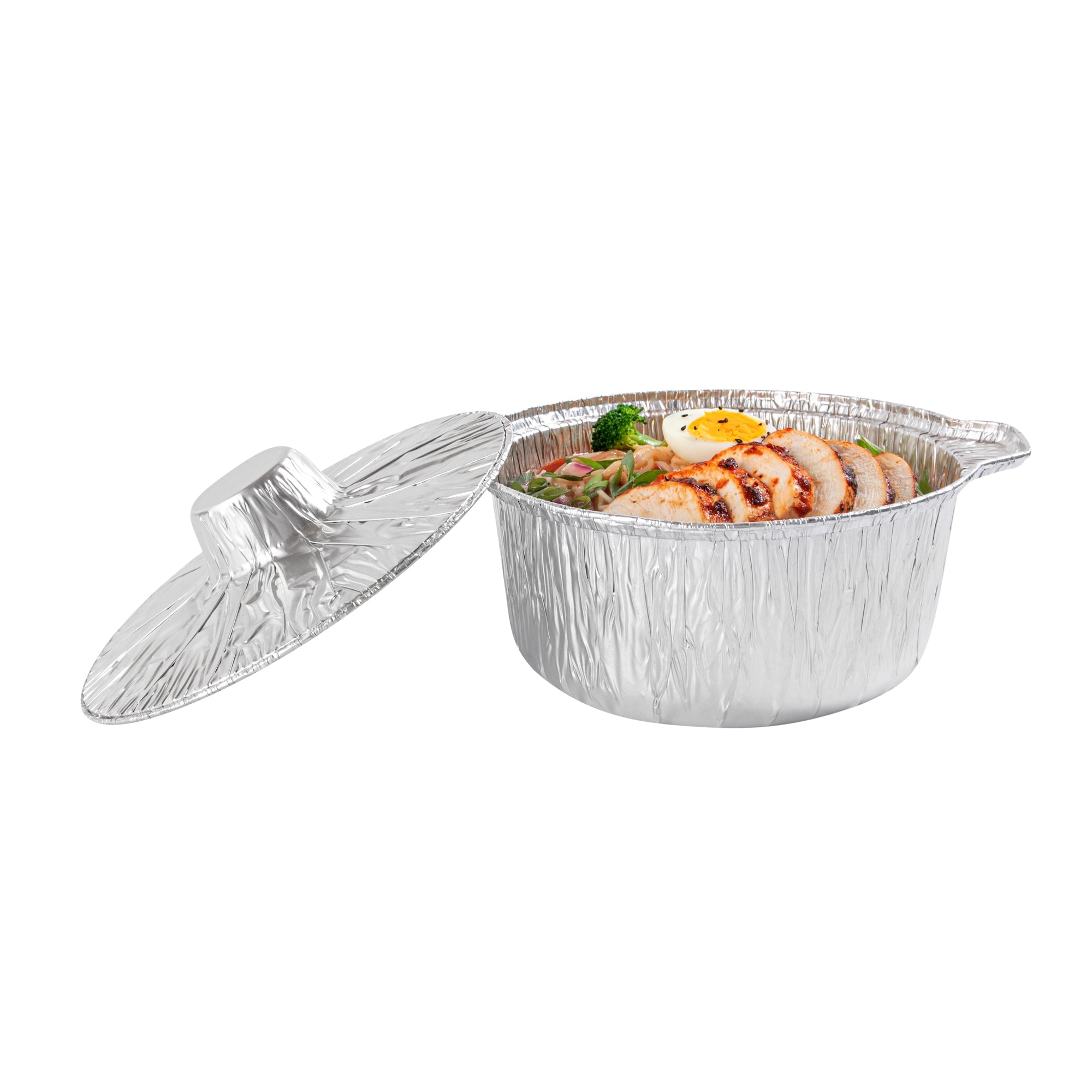 Foil Lux 60 oz Aluminum Foil Pot - with Lid - 9 3/4" x 8 3/4" x 3 3/4" - 10 count box