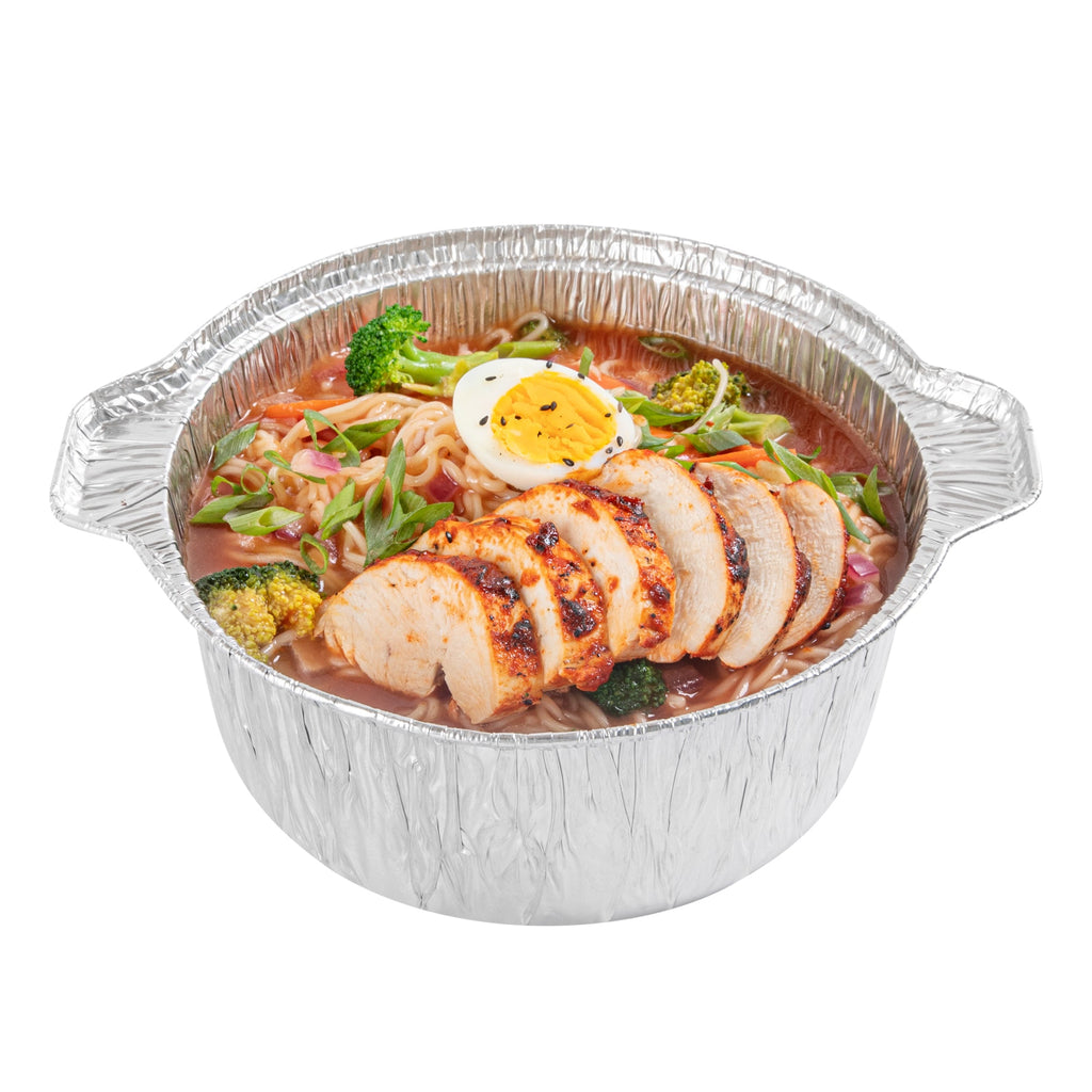 Foil Lux 60 oz Aluminum Foil Pot - with Lid - 9 3/4" x 8 3/4" x 3 3/4" - 10 count box
