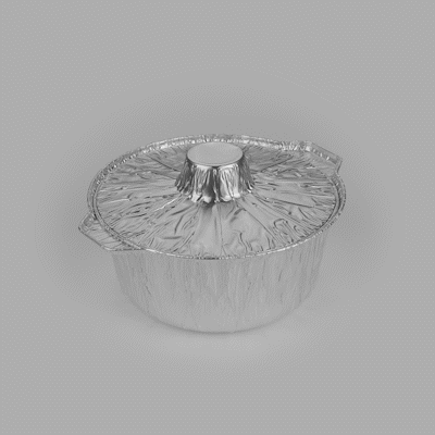 Foil Lux 60 oz Aluminum Foil Pot - with Lid - 9 3/4" x 8 3/4" x 3 3/4" - 10 count box