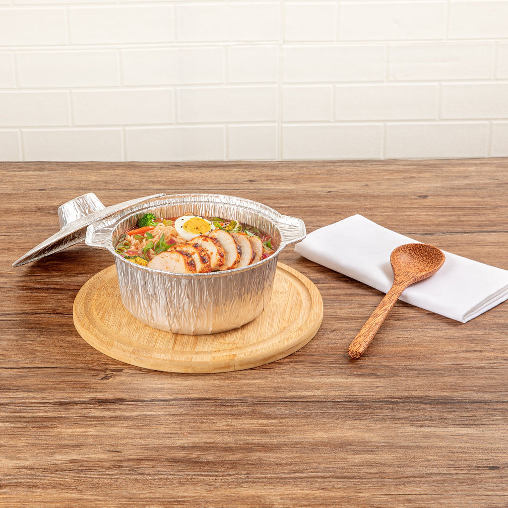 Foil Lux 60 oz Aluminum Foil Pot - with Lid - 9 3/4" x 8 3/4" x 3 3/4" - 10 count box
